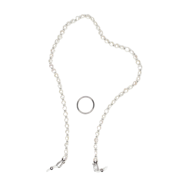 Elements Pearl Glasses Halo - Classic White Colour Halo Ring removed and Silicone Ends used| Pearls & Gems Glasses Chains | Coti