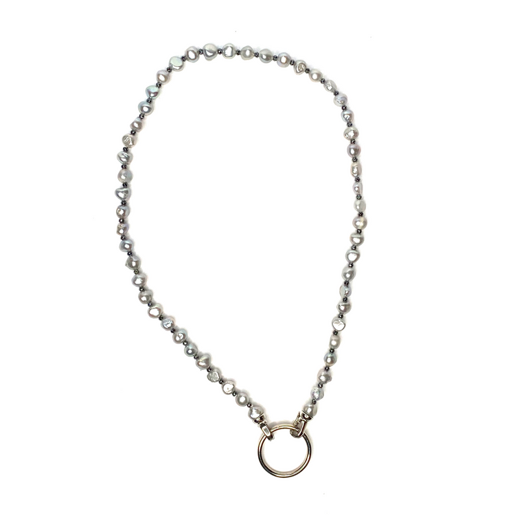 Elements Pearl Glasses Halo - Soft Grey Colour With Halo Ring| Pearls & Gems Glasses Chains | Coti