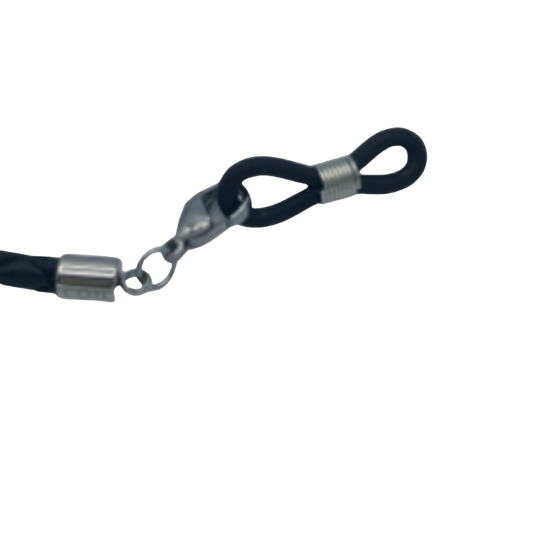 Elements Bolo Leather Glasses Cord - Black Colour Close Up | Mens Chains & Cords | Coti