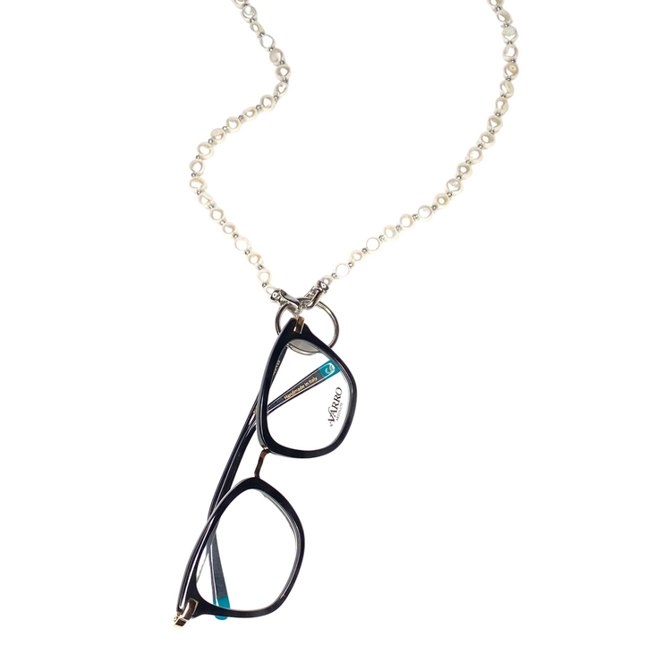 Elements Pearl Glasses Halo - Classic White Colour Halo Ring with Glasses hanging | Pearls & Gems Glasses Chains | Coti
